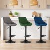 Set 2 scaune de bucatarie/bar, Artool, Kast, rotativ, catifea bleumarin, picior metal negru, 45.5x49x85-105 cm