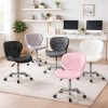 Scaun de birou, Artool, Avola, rotativ, piele ecologica, alb, 53.5×55.5×73.5-84.5 cm