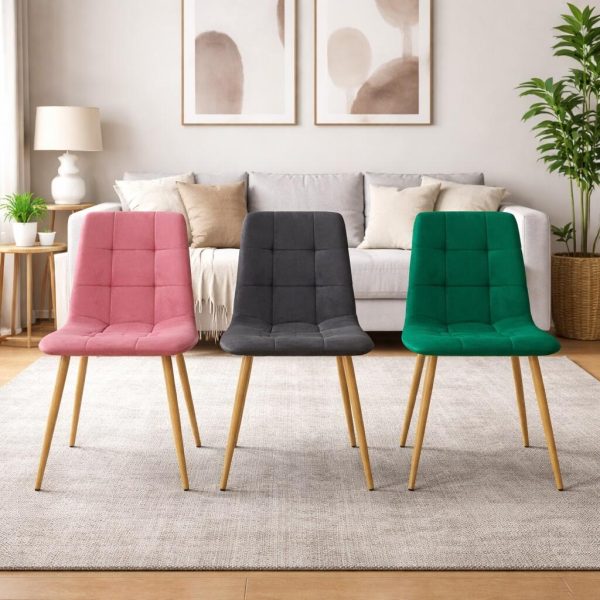 Scaun bucatarie/living, Artool, Kara, catifea verde, picioare metal natur, 44.5×50.5×87 cm