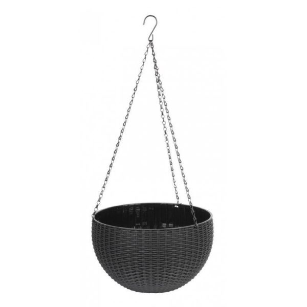 Set 4 ghivece de flori suspendat 26×16 cm, gri inchis