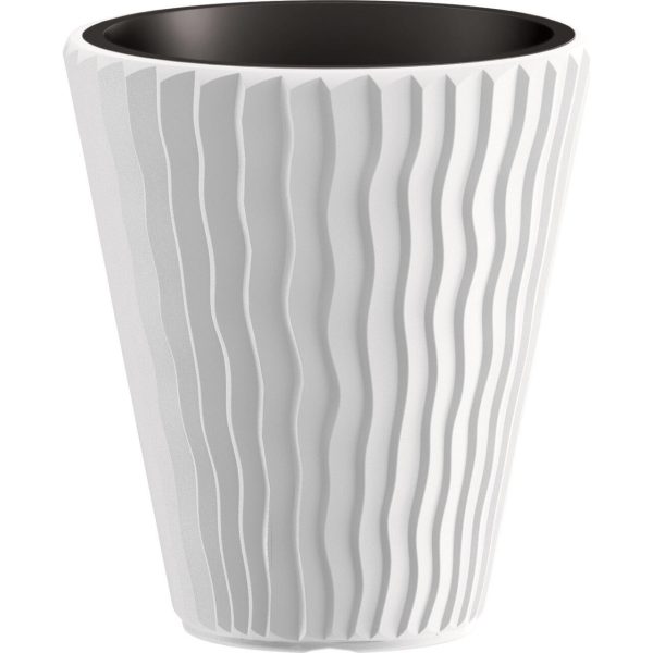 Set 2 ghivece de flori, Sandy, rotunde, 39×43.6 cm, alb, Prosperplast