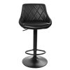 Set 2 scaune de bucatarie/bar, Artool, Kast, rotativ, piele ecologica neagra, picior metal negru, 45.5×48.5×85-105 cm