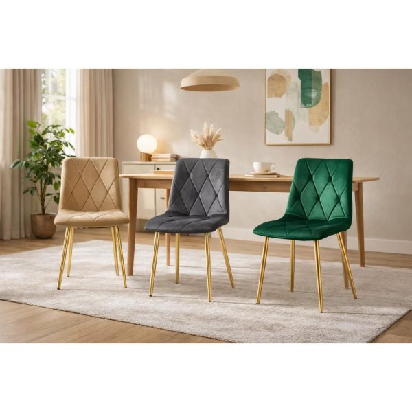 Scaun bucatarie/living, Artool, Libra, catifea gri inchis, picioare metal auriu, 45x54x86.5 cm