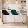 Set 2 scaune de bucatarie/bar, Artool, Kast, rotativ, catifea verde, picior metal argintiu, 45.5x49x85-105 cm