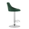 Set 2 scaune de bucatarie/bar, Artool, Kast, rotativ, catifea verde, picior metal argintiu, 45.5x49x85-105 cm