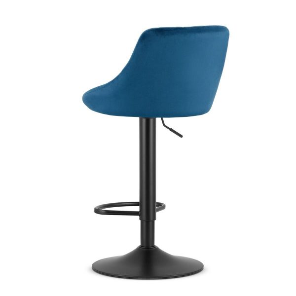 Set 2 scaune de bucatarie/bar, Artool, Kast, rotativ, catifea bleumarin, picior metal negru, 45.5x49x85-105 cm