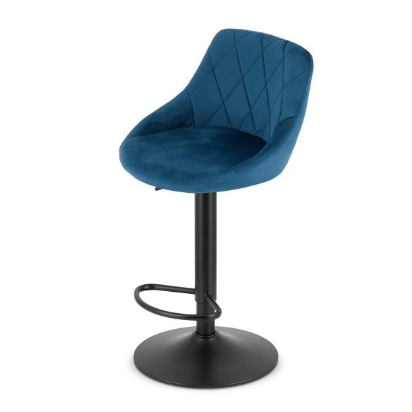 Set 2 scaune de bucatarie/bar, Artool, Kast, rotativ, catifea bleumarin, picior metal negru, 45.5x49x85-105 cm