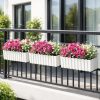 Set 2 Jardiniere decorative cu suport metalic, Boardee Fencycase W, gri, 58x18x16.2 cm