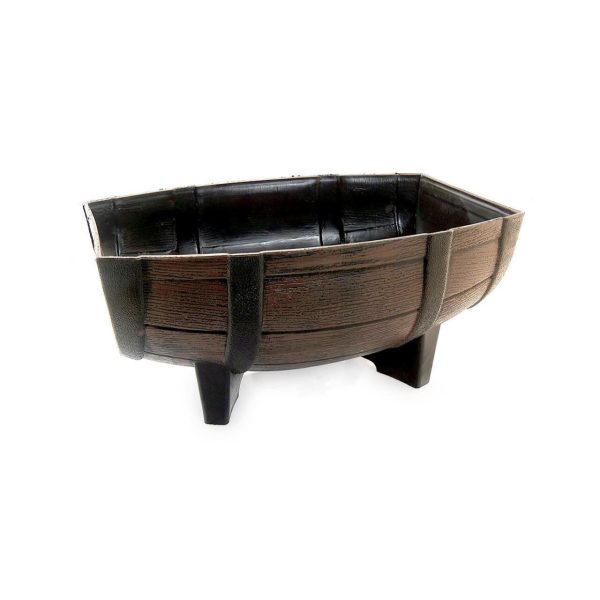 Set 4 ghivece pentru flori model butoi teak 41x29x19 cm