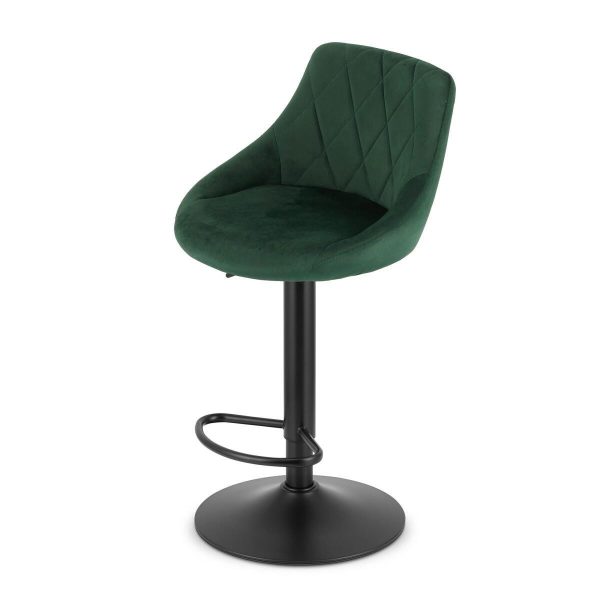 Set 2 scaune de bucatarie/bar, Artool, Kast, rotativ, catifea verde, picior metal negru, 45.5x49x85-105 cm