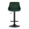 Set 2 scaune de bucatarie/bar, Artool, Kast, rotativ, catifea verde, picior metal negru, 45.5x49x85-105 cm