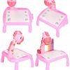 Masa Muzicala de Desen pentru copii cu Proiector, model Girafa, culoare Roz, 24 imagini, AVX-WT-222-2-PINK-GIRAFFE