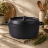Oala de aluminiu cu capac, negru, 4 L, 25 cm, Verk Group