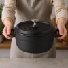 Oala de aluminiu cu capac, negru, 4 L, 25 cm, Verk Group