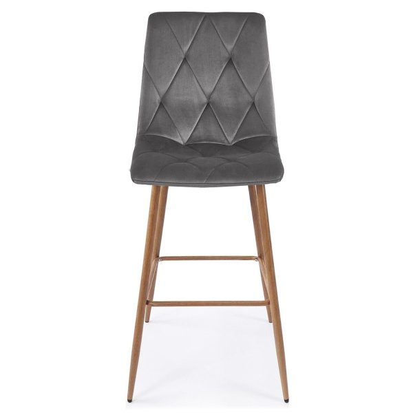 Scaun de bucatarie/bar, Artool, Libra, catifea gri inchis, picioare metal natur, 52x56x112 cm