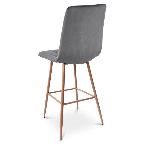 Scaun de bucatarie/bar, Artool, Libra, catifea gri inchis, picioare metal natur, 52x56x112 cm