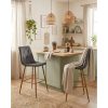 Scaun de bucatarie/bar, Artool, Libra, catifea gri inchis, picioare metal natur, 52x56x112 cm
