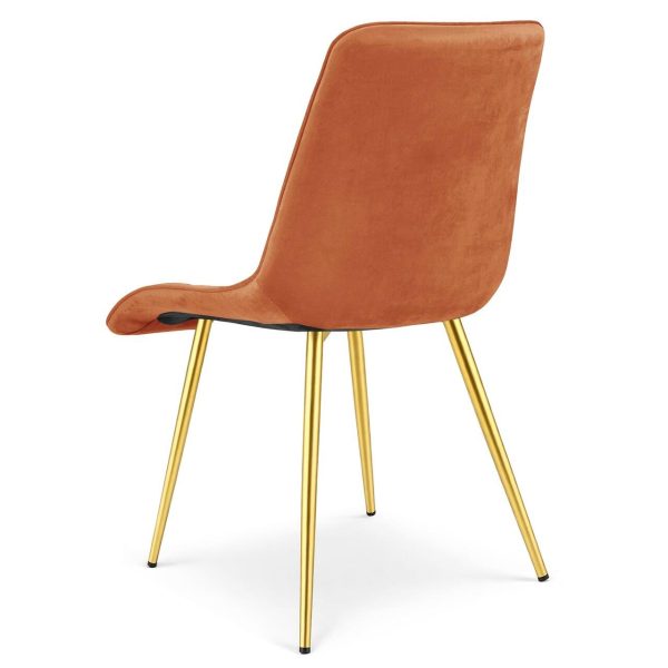 Scaun bucatarie/living, Artool, Split, catifea aramie, picioare metal auriu, 49x60x88 cm