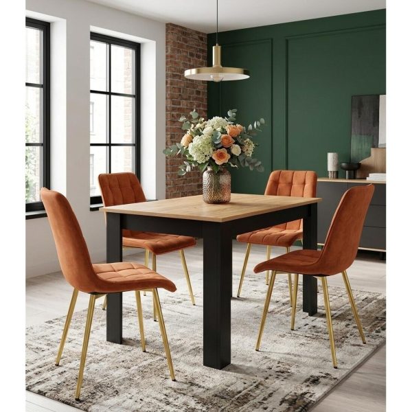 Scaun bucatarie/living, Artool, Split, catifea aramie, picioare metal auriu, 49x60x88 cm
