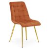 Scaun bucatarie/living, Artool, Split, catifea aramie, picioare metal auriu, 49x60x88 cm