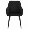 Scaun stil fotoliu bucatarie/living, Artool, Nana, catifea neagra, picioare metal negru, 54x61x83.5 cm