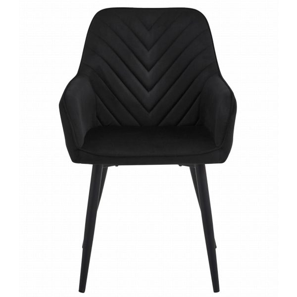 Scaun stil fotoliu bucatarie/living, Artool, Nana, catifea neagra, picioare metal negru, 54x61x83.5 cm