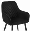Scaun stil fotoliu bucatarie/living, Artool, Nana, catifea neagra, picioare metal negru, 54x61x83.5 cm