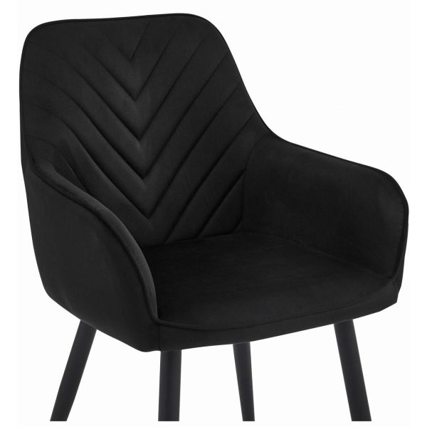 Scaun stil fotoliu bucatarie/living, Artool, Nana, catifea neagra, picioare metal negru, 54x61x83.5 cm