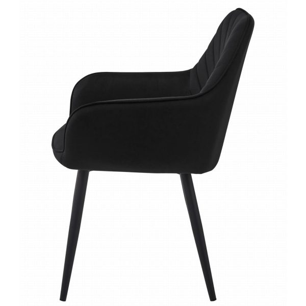 Scaun stil fotoliu bucatarie/living, Artool, Nana, catifea neagra, picioare metal negru, 54x61x83.5 cm