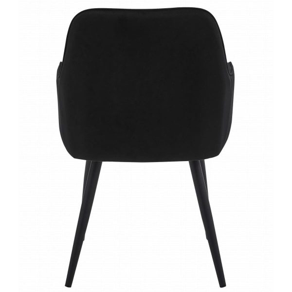 Scaun stil fotoliu bucatarie/living, Artool, Nana, catifea neagra, picioare metal negru, 54x61x83.5 cm