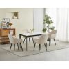 Scaun stil fotoliu bucatarie/living, Artool, Nana, catifea bej, picioare metal negru, 54x61x83.5 cm