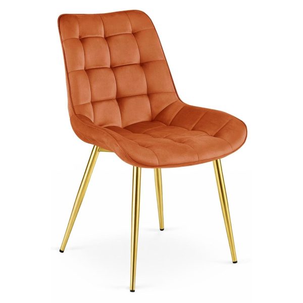 Scaun bucatarie/living, Artool, Bera, catifea aramie, picioare metal auriu, 53x60x87 cm