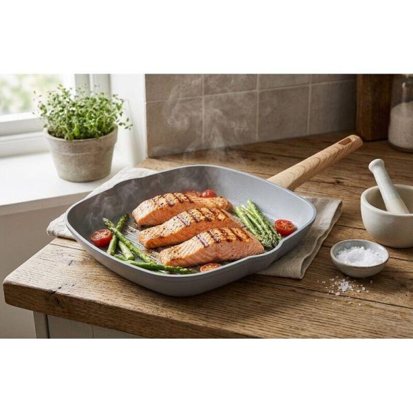 Tigaie grill, ceramica, patrata, cu ciocuri, 28 cm, MagicHome Harmony