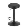 Set 2 scaune de bucatarie/bar, Artool, Rojst, rotativ, piele ecologica neagra, picior metal negru, 38x38x62-83 cm