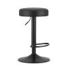 Set 2 scaune de bucatarie/bar, Artool, Rojst, rotativ, piele ecologica neagra, picior metal negru, 38x38x62-83 cm