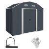 Casuta/magazie/sopron de gradina pentru depozitare unelte, cu structura baza inclusa, otel , cu manusi, lacat si chei, gri inchis, 238x132x198.5 cm