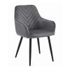 Scaun stil fotoliu bucatarie/living, Artool, Nana, catifea gri inchis, picioare metal negru, 54x61x83.5 cm