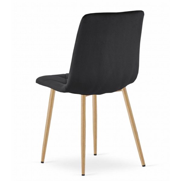 Set 6 scaune bucatarie/living, Artool, Libra, catifea neagra, picioare metal natur, 45x54x86.5 cm
