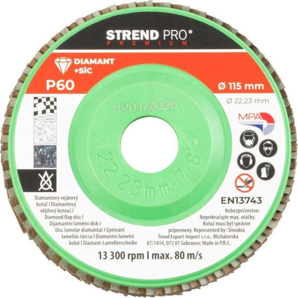 Disc lamelar diamantat, 115 mm, granulatie P60, Strend Pro Premium