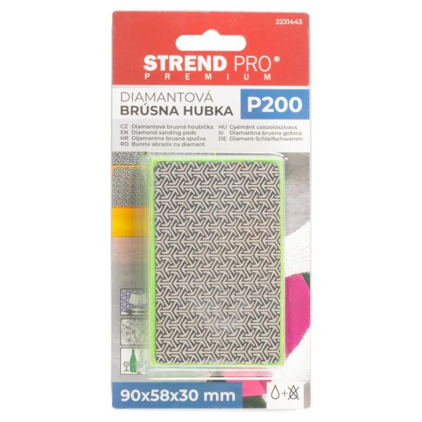 Burete abraziv diamantat, P200, 90x58x30 mm, Strend Pro Premium