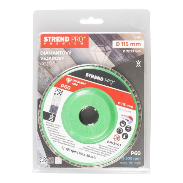 Disc lamelar diamantat, 115 mm, granulatie P60, Strend Pro Premium