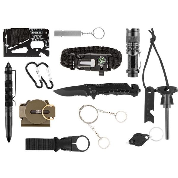 Kit turistic, supravietuire, cu geanta tip husa, set 14 piese, NEO