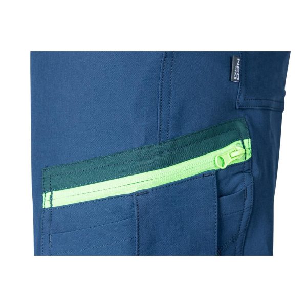 Pantaloni de lucru Mix&Match, elastici, intariri genunchi, bleumarin si verde, marimea L/52, NEO