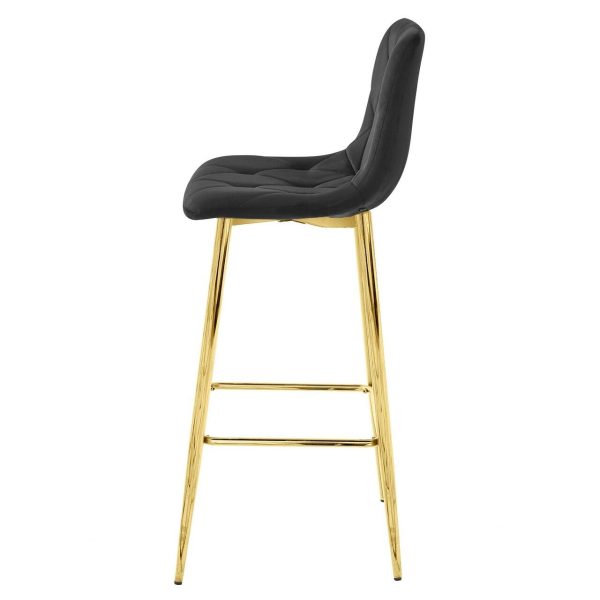 Scaun de bucatarie/bar, Artool, Nado, catifea neagra, picioare metal auriu, 43.5x49x102 cm