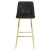 Scaun de bucatarie/bar, Artool, Nado, catifea neagra, picioare metal auriu, 43.5x49x102 cm