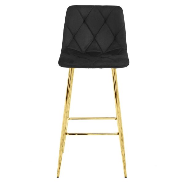 Scaun de bucatarie/bar, Artool, Nado, catifea neagra, picioare metal auriu, 43.5x49x102 cm