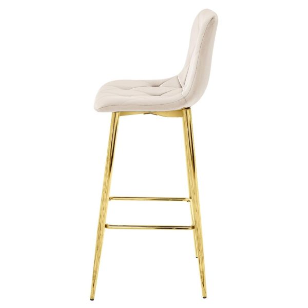 Scaun de bucatarie/bar, Artool, Nado, catifea bej, picioare metal auriu, 43.5x49x102 cm