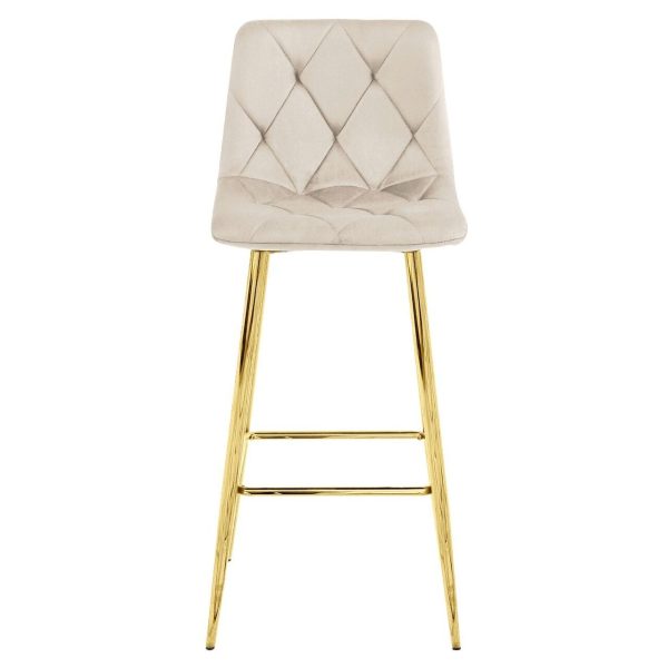 Scaun de bucatarie/bar, Artool, Nado, catifea bej, picioare metal auriu, 43.5x49x102 cm