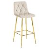 Scaun de bucatarie/bar, Artool, Nado, catifea bej, picioare metal auriu, 43.5x49x102 cm
