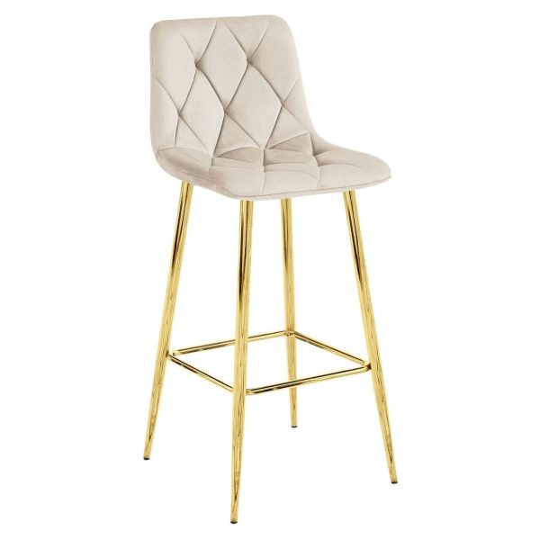 Scaun de bucatarie/bar, Artool, Nado, catifea bej, picioare metal auriu, 43.5x49x102 cm